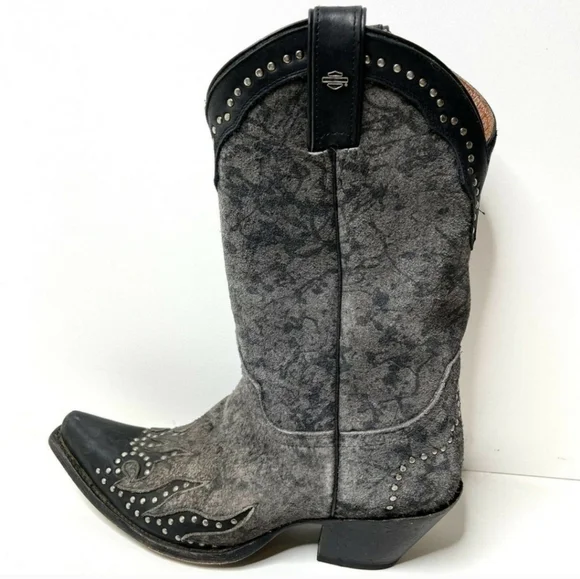 Harley-Davidson JESSA gray/black western styled motorcycle boots Women Size 10M - Picture 3 of 9